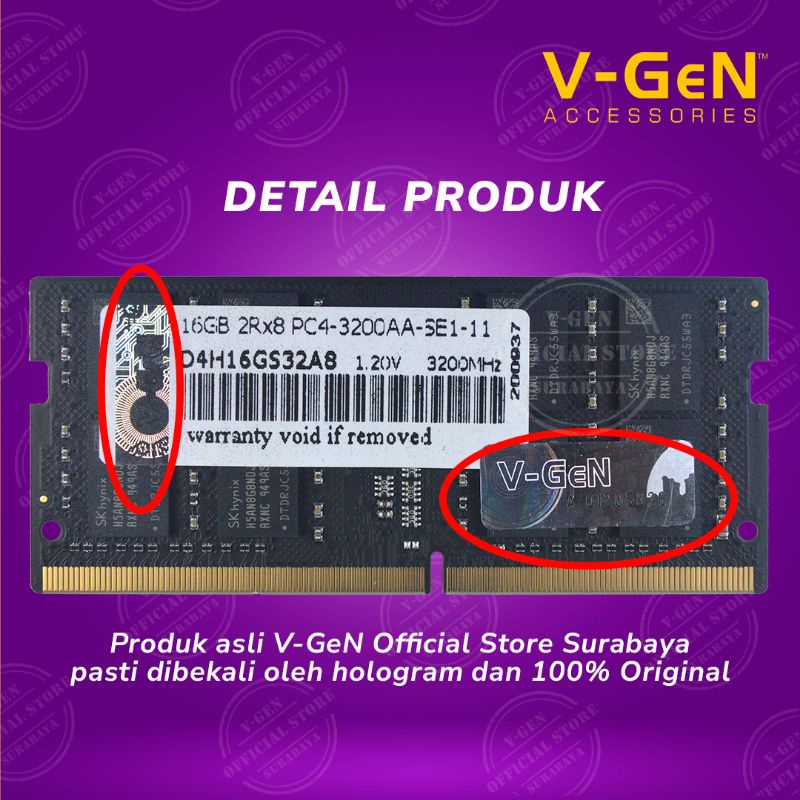 RAM DDR4 SODimm V-GeN 16GB PC25600/3200Mhz