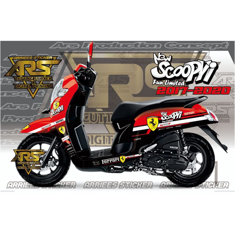 DECAL SCOOPY 2017 - 2020 FULL BODY FERRARI - STICKER SCOOPY FULL BODY