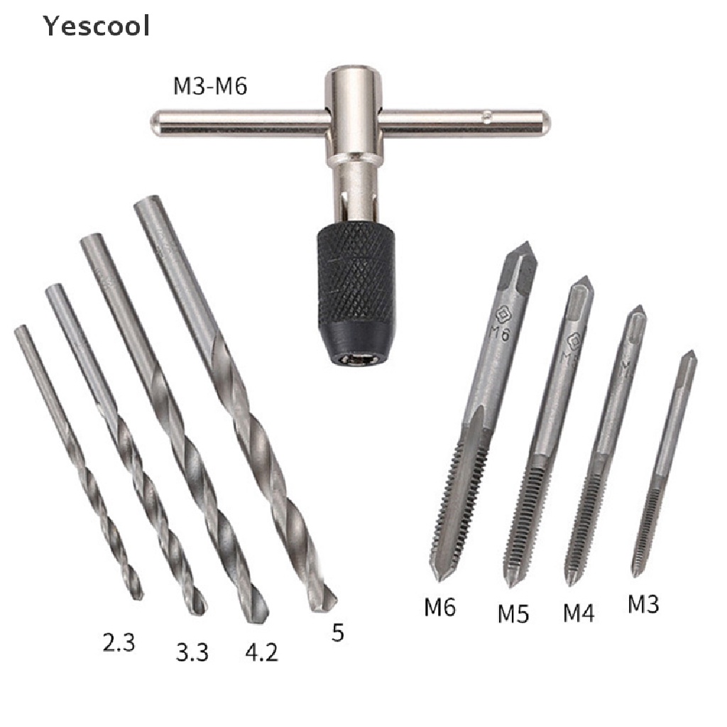 Yescool Set Mata Bor Ulir Sekrup M3 / M4 / M5 / M6 / M8 Adjustable Bits