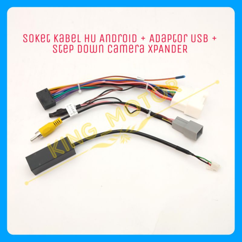 Soket Kabel HU Android plus Adaptor USB plus Step Down Kamera OEM PnP XPANDER