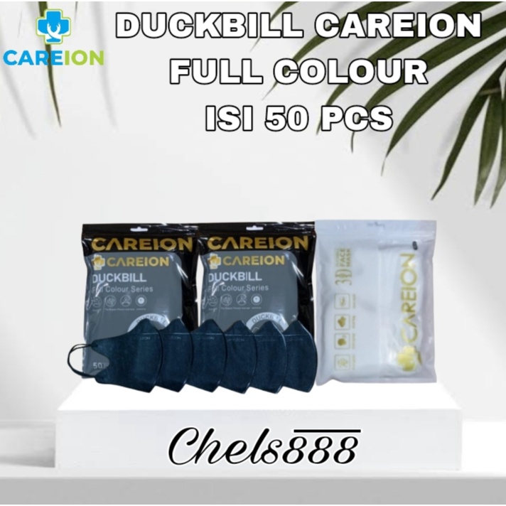Masker Duckbill Careion Earloop Full Colour Emboss 3 ply Isi 50 Pcs