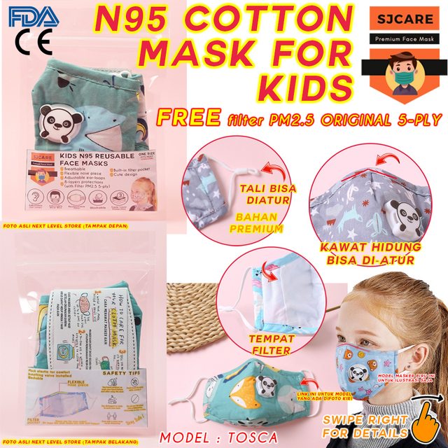 SJCare Masker Anak Premium Kids Katup Respirator FREE FILTER PM 2.5 - Tosca