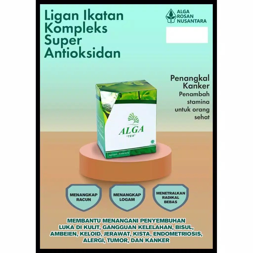 ALGA TEA Isi 60 Sachet Minuman Obat Herbal Penyembuhan Penyakit Asam Urat, Tumor dan Kanker