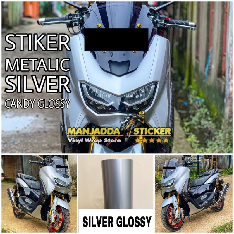 STIKER SKOTLET MOTOR WARNA SILVER METALIC CANDY KUALITAS PREMIUM