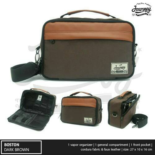 Tas Selempang Pouch Wadah Tempat Vape Case Vapor Bag Besar Murah - Journey Boston Dark Brown