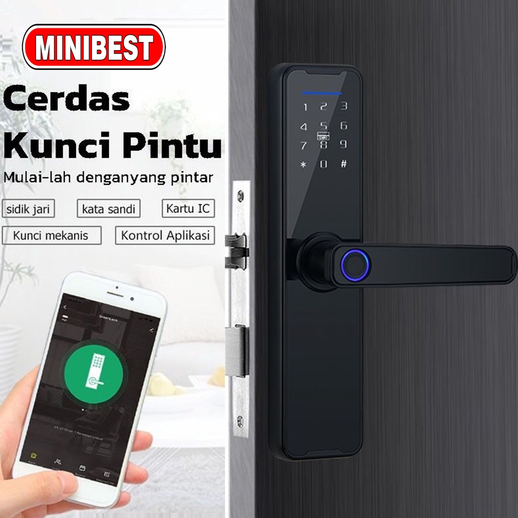 [MB] Smart Door Lock Digital Handle Kunci Pintu handle Sidik Jari Fingerprint Password - Smart Home smart door lock tuya