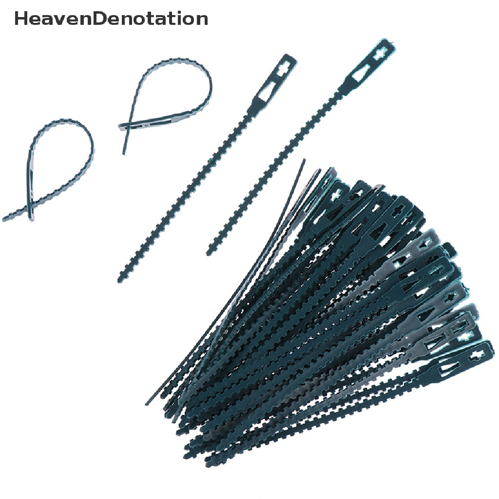 (Heavendenotation) 50pcs / Set Kabel Ties Bahan Plastik Adjustable Reusable Untuk Tanaman Merambat