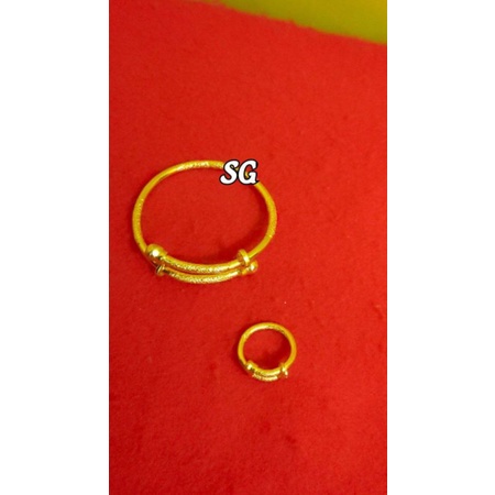 set gelang cincin lilit pasir dewasa lapis emas24k imitasi