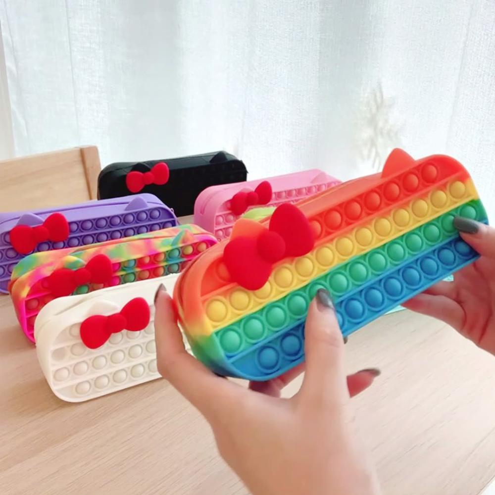 Timekey Tempat Pensil Squishy Bentuk Kucing Bahan Silikon Anti Stress K4Y2