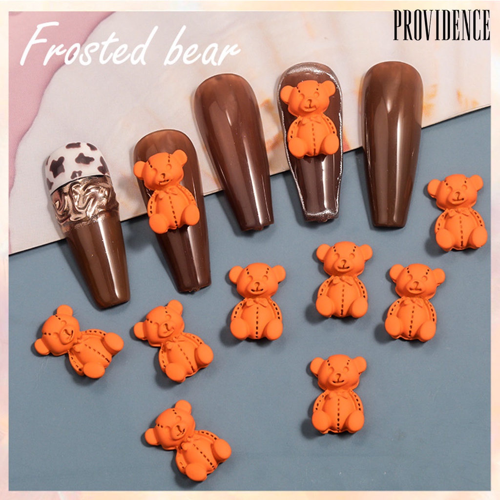 Providence 10pcs / Set Ornamen Kartun Beruang Permukaan Frosted 3d Ringan Untuk Dekorasi Nail Art Wanita