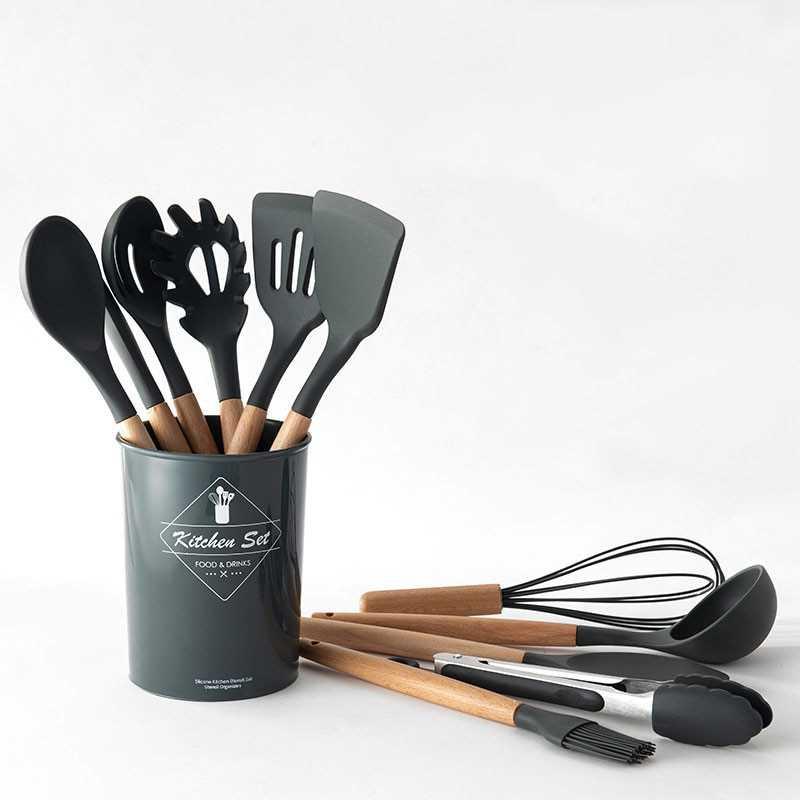 GLANYOMI Set Alat Masak Dapur Spatula Silicon 9 PCS - KT397