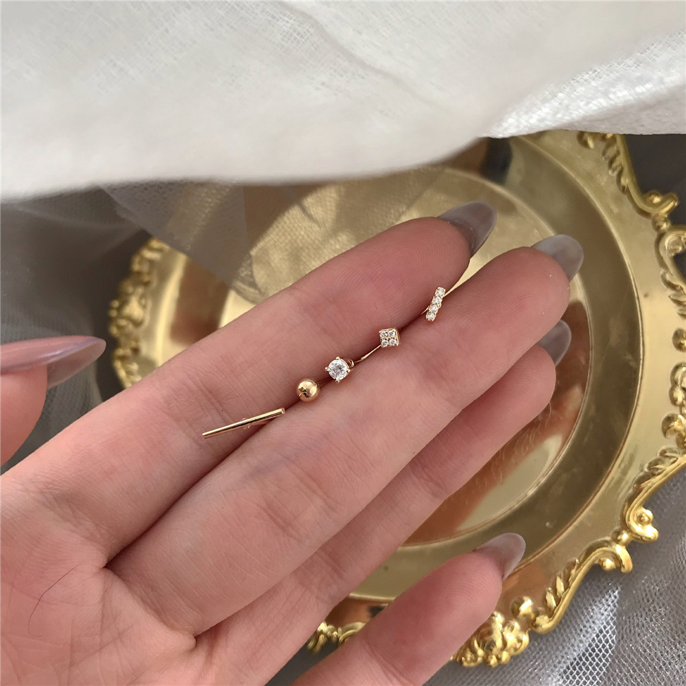 【COD Tangding】5PCS/SET Simple Korea New Fashion Earrings Party Girl Earstuds-5