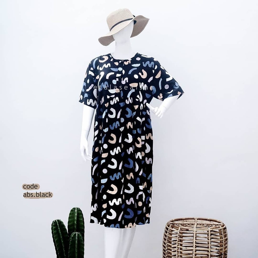 Dress Baju Wanita  Daster Pendek Motif Katun Rayon AISHAHIJAB.ID
