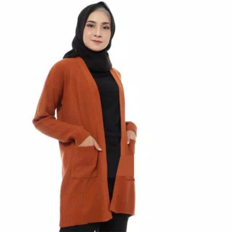 Belle Cardigan Rajut/ LONG CARDY/BELLE OVERSIZE-Coral bata