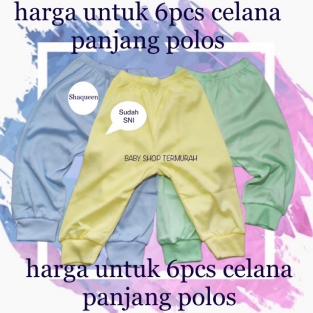 6 PCS CELANA PANJANG POLOS BULAN BAHAN HALUS &amp; LEMBUT