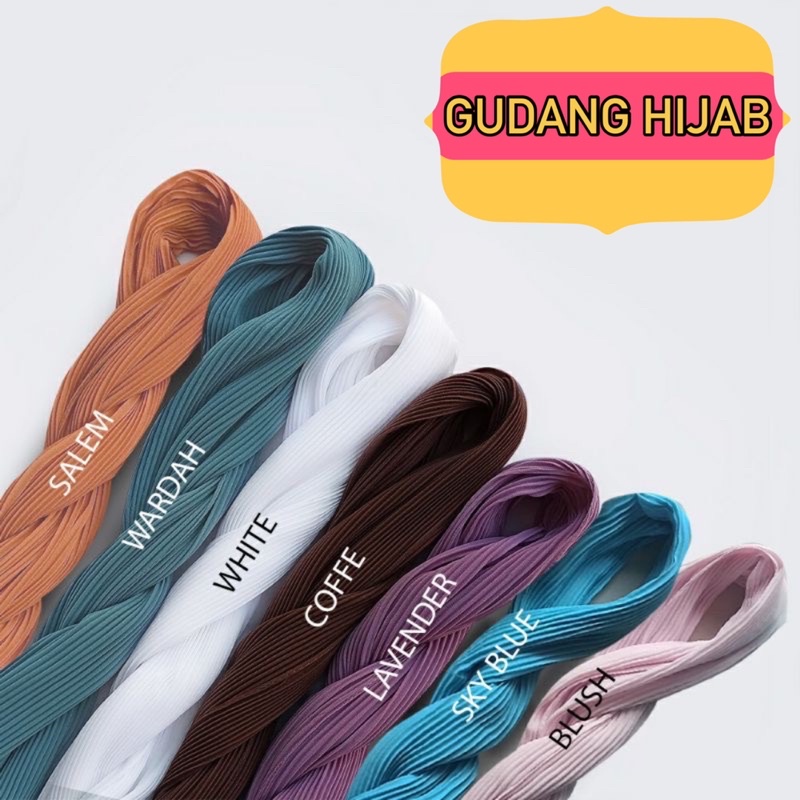 HIJAB PASHMINA PLISKET BAHAN CERUTY / PASHMINA PLISKET READY / PASHMINA CERUTY / Kerudung Pasmina Pl