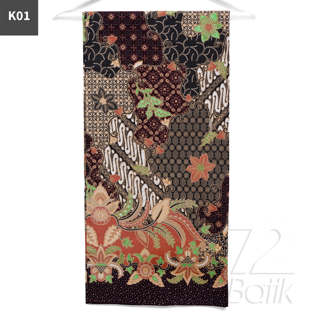 KAIN BATIK PREMIUM Bahan Katun Motif Sekar Jagad Warna Hitam 721583 Cap 72 Jarik Jarit Samping Kebat Panjang Batik Katun Modern Premium Bahan Seragam Batik Pernikahan Kantor Keluarga Murah Kamen Jadi Batik Bali Lembaran