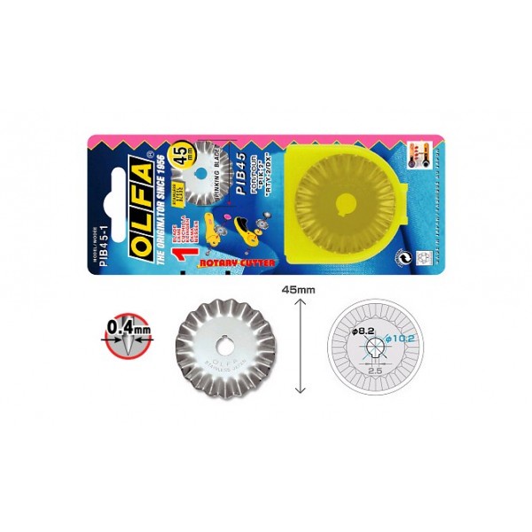 

Olfa PIB45-1 Spare Pinking Blade 45mm Stainless Steel Pinking Blade