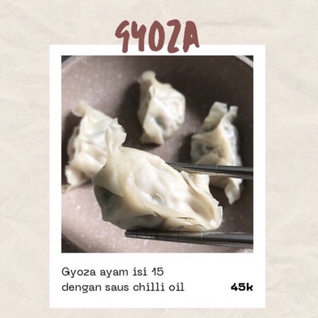 

Gyoza Ayam Homemade Tanpa Msg Halal Frozen (isi 15 pcs)