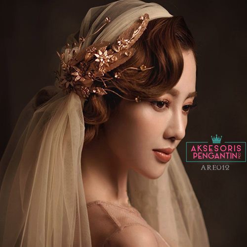 [READY STOCK] AKSESORIS RAMBUT BANDO WANITA HEADPIECE PENGANTIN GOLD ARE012