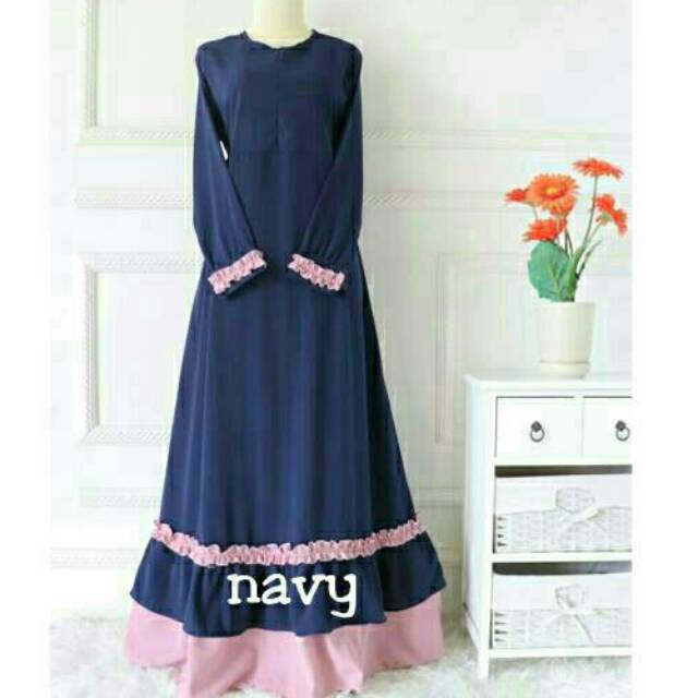 GAMIS cantik rempel/Gamis wolfis monalisa/ GAMIS POLOS KOMBINASI/ gamis syari