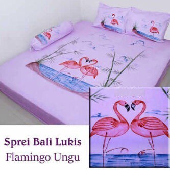 Sprei Lukis Bali Motif Flaminggo Ukuran 180 cm x 200 cm