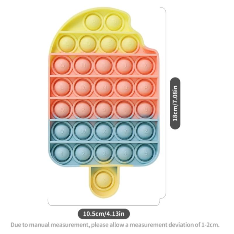 BIANCA - Mainan Anak Pop It Fidget RAINBOW Bubble Push Pop its Fidget Toys-ICE CREAM RAINBOW