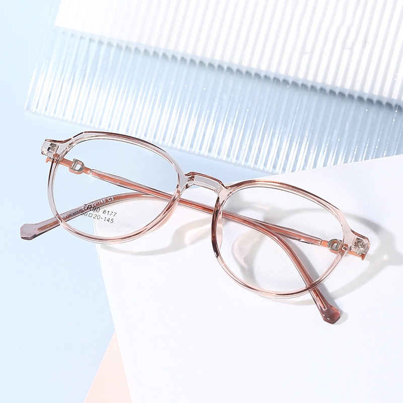 Kacamata Myopia Bentuk Oval Bahan PC Transparan Gaya Retro 0-0.5-1.0 To - 6.0 TR90 Untuk Pria Dan Wanita