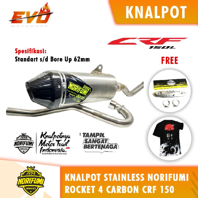 knalpot norifumi crf 150 rocket 4 carbon stainlese