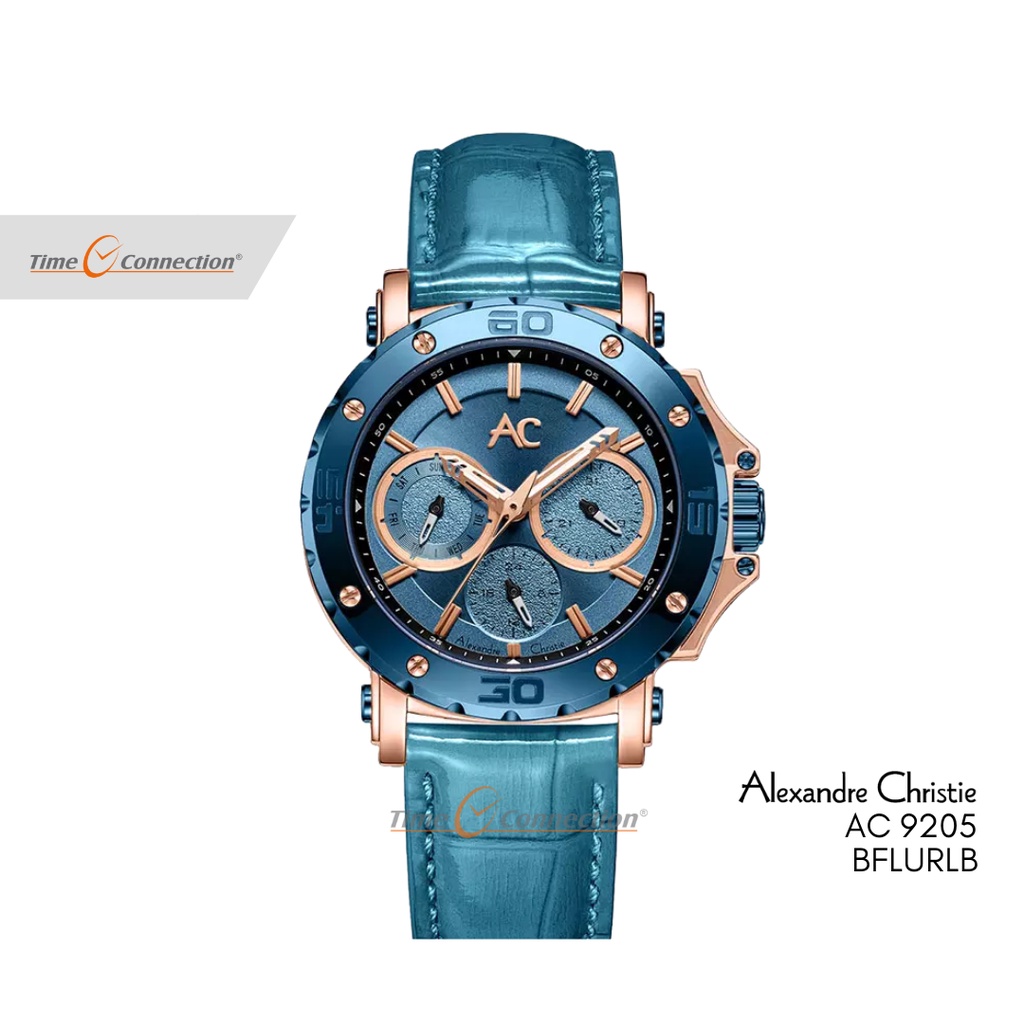 Alexandre Christie AC 9205 BFLURLB Biru Original / Jam Tangan Wanita Kulit / AC Collection Light Blu