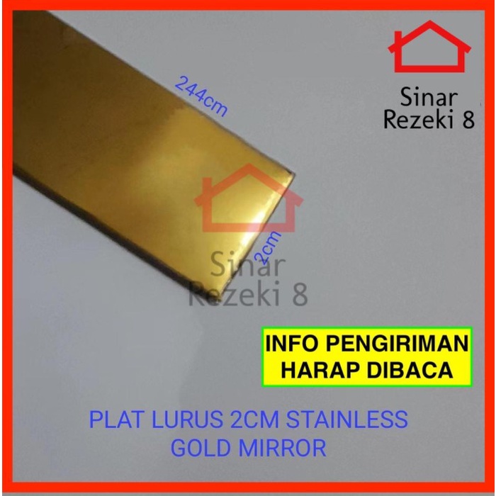 Plat Lurus 2 cm Stainless GOLD MIRROR / List Strip 20 mm Lis .