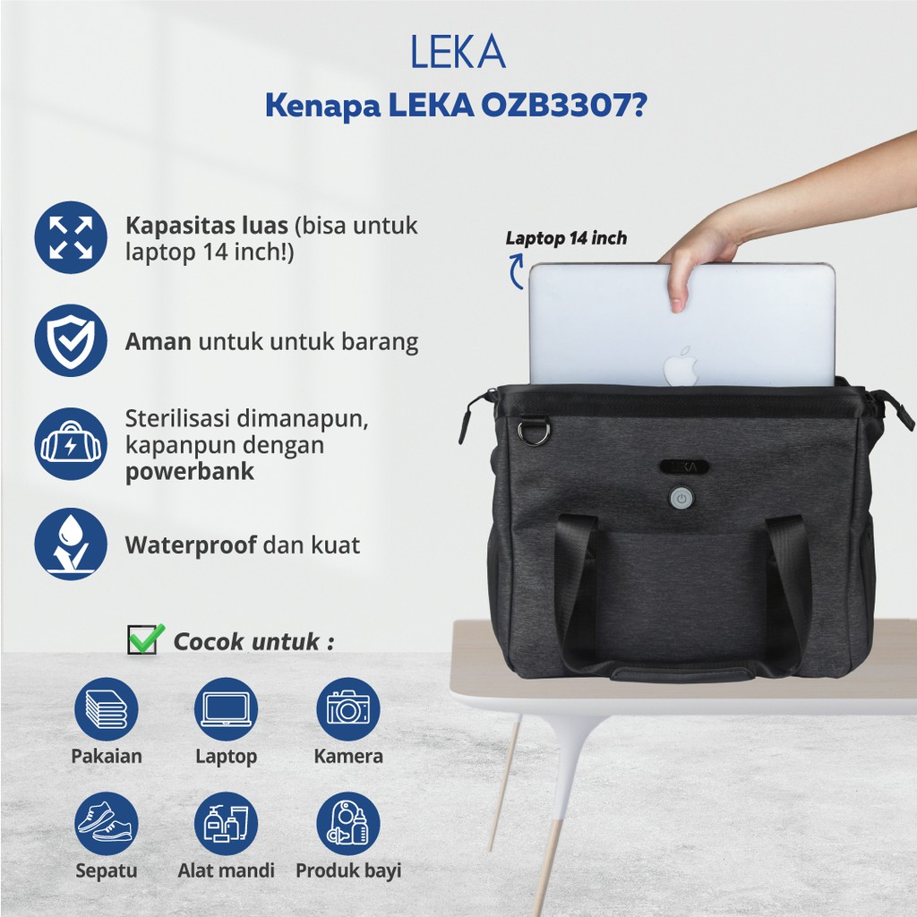 LEKA Bag Sterilizer - Tas Travel Sterilisasi Ozon Box Ozone Steril