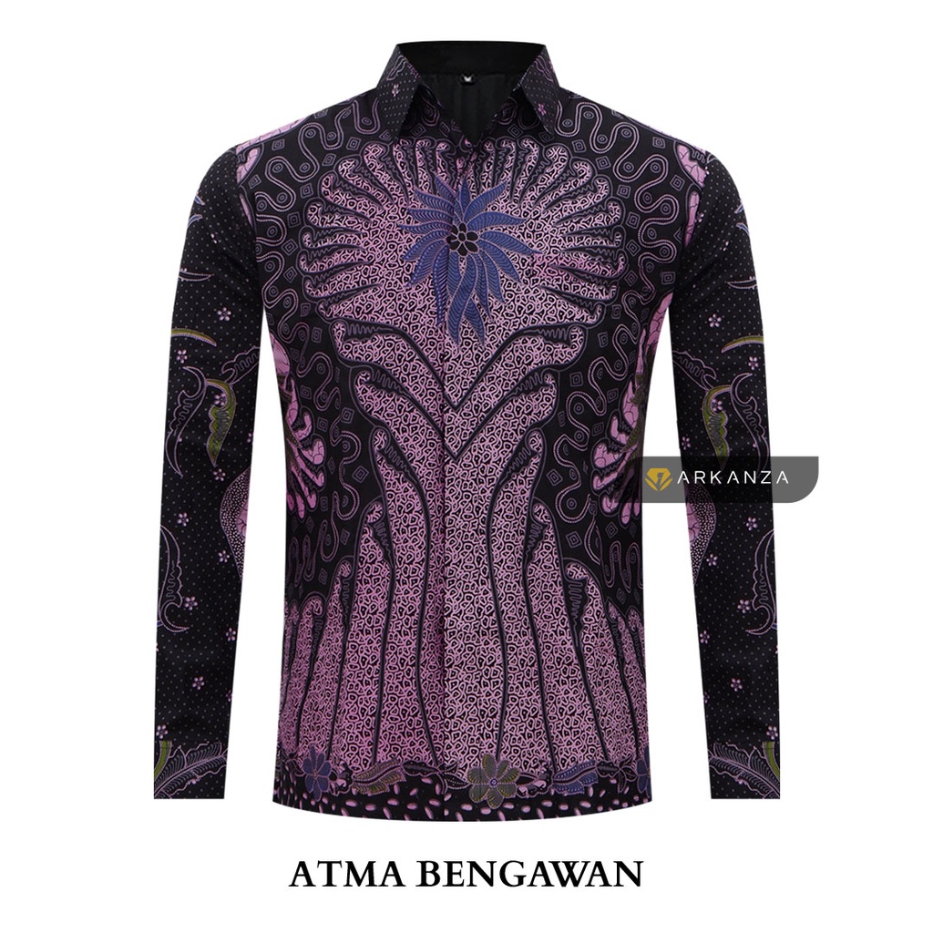 BATIK ARKANZA Motif ATMA BENGAWAN Hem Atasan Kemeja Baju Batik Pria Cowok Laki Laki Slimfit Full Lapis Furing Lengan Panjang Lengan Pendek Original Asli