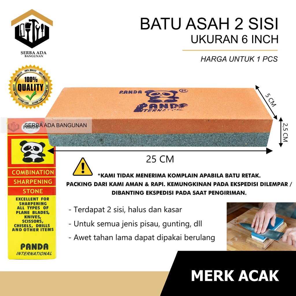 BATU ASAH PISAU MDS / PANDA GOLOK GUNTING  DLL 6 &amp; 8 INCH TEBAL 2 SISI BATU AMRIL GOSOK SUPER TAJAM