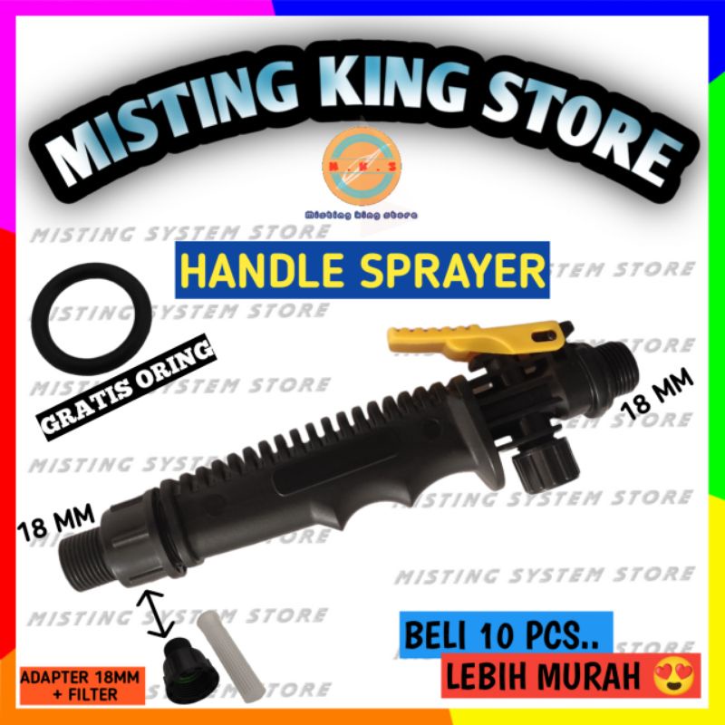 POWER HANDLE SPRAYER / GAGANG / KRAN / ALAT SIRAM PENCETAN SPUYER NOZZLE ELEKTRIK KNAPSACK CUCI MOBIL MOTOR AC HAMA STICK SPRAY GUN KERAN KONEKTOR NEPEL 18MM + GRATIS KARET ORING