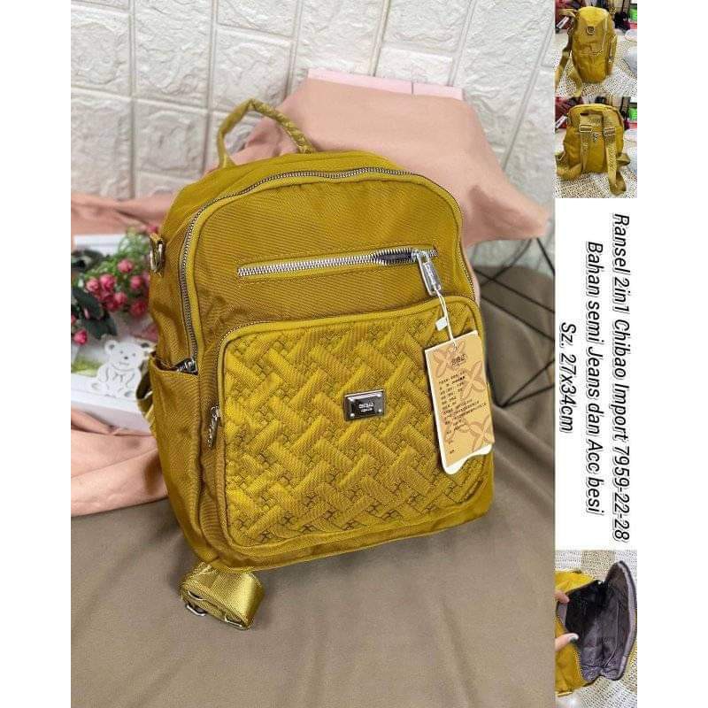 Tas Ransel Wanita Multifungsi Tas Chibao 7959-22 Bahan kanvas size 27x34 cm. Tas Ransel Chibao Tas Chibao Import Chibao Best Seller.!!