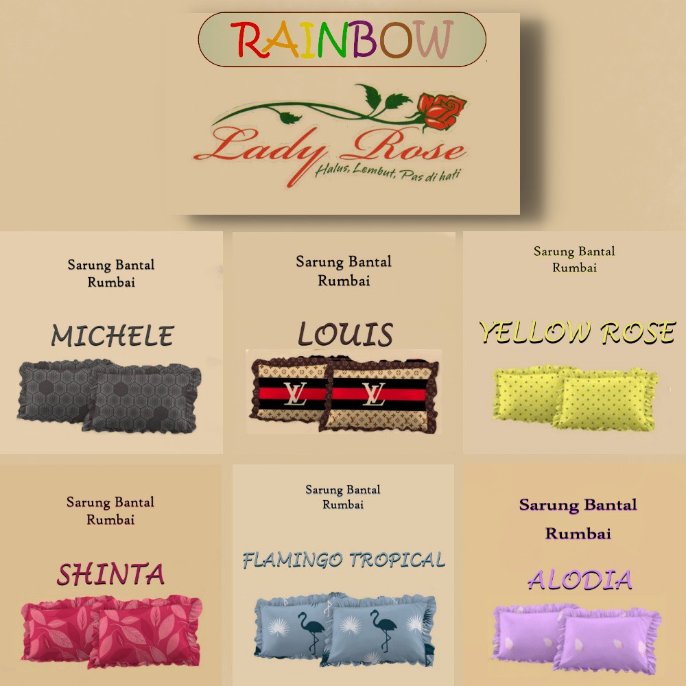 Lady Rose - Sarung Bantal Bantal RUMBAI (isi 2) Terlaris pilihan