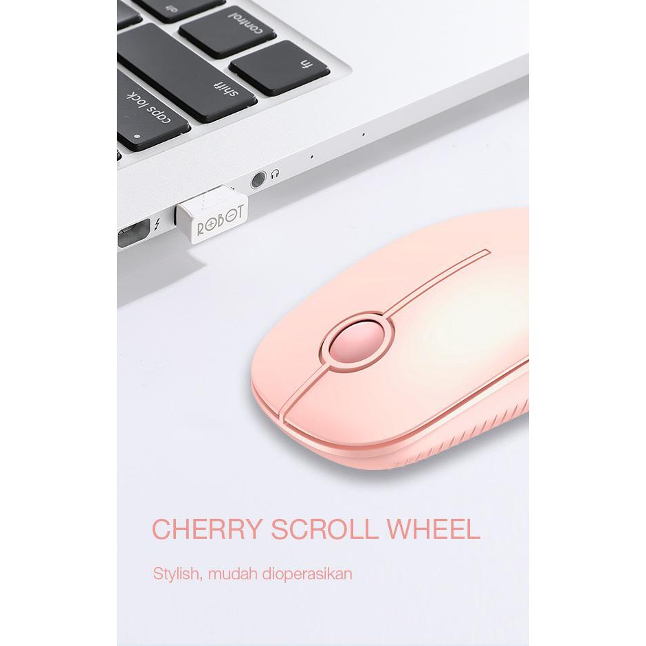 ROBOT M330 Silent Mouse Stylish Wireless Mouse Cherry Scroll Whell Silent Key Portable and Stylish