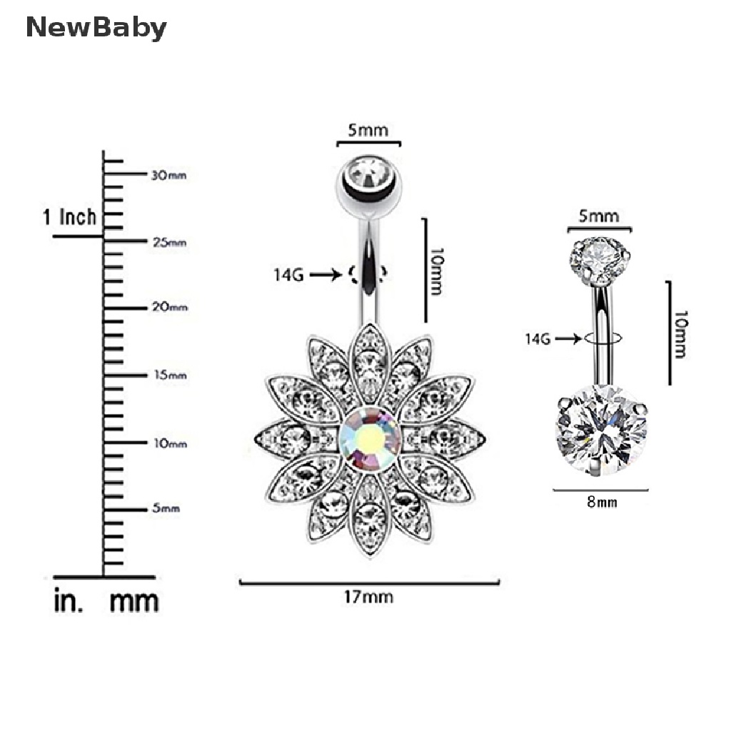 9pcs / Set Anting Tindik Perut / Pusar Gantung Hias Kristal Berlian Imitasi Untuk Wanita