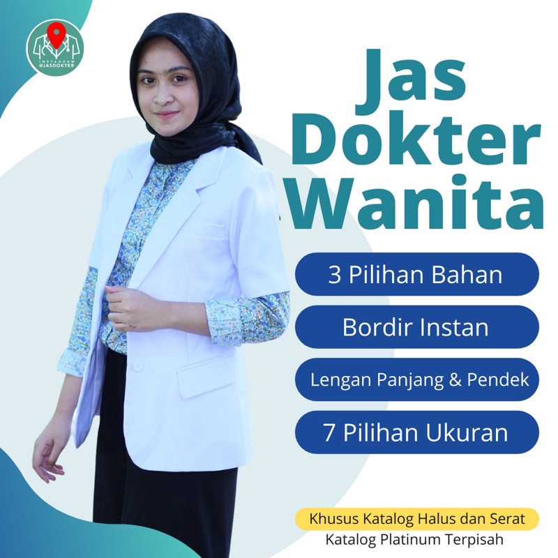 Jas Dokter Wanita Dua Saudara &amp; Jivana bahan Halus dan Serat