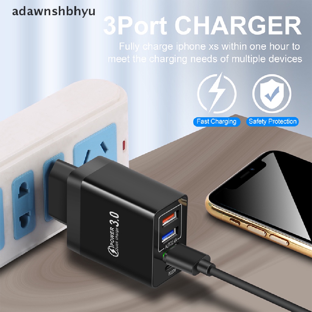 Adawnshbhyu 3.0 PD USB Charger 20W USB Type C Fast Charger Charger Cas Hp Handphone