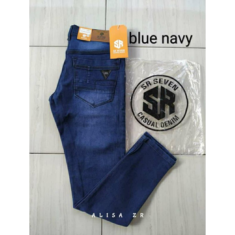 Celana Jeans Street Pria Distro warna hitam pekat bahan melar