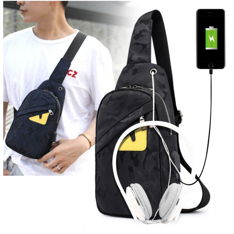 Tas Selempang USB Kanvas Water Resist 6106 EYE Impor Korean Fashion Shoulder bag Slempang