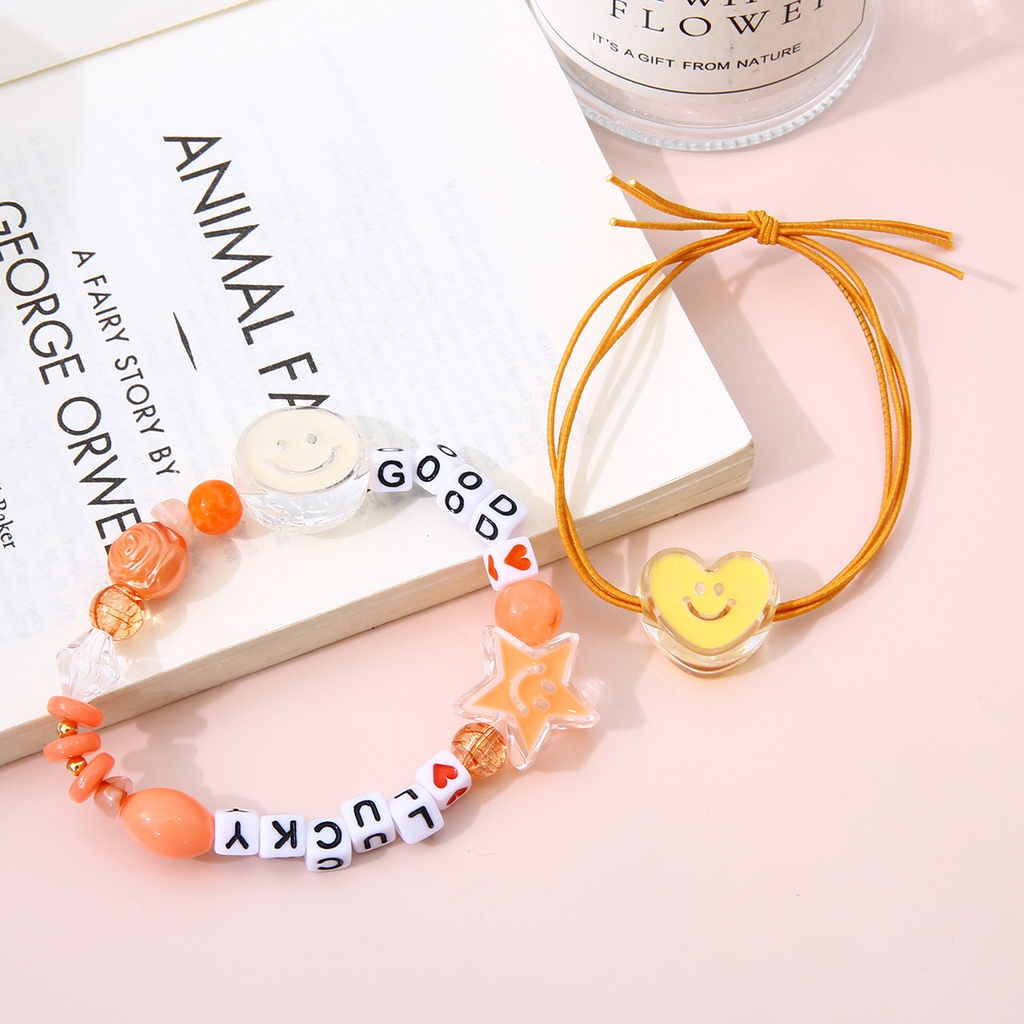 4 pcs Acrylic Smiley Drip Aksesori Untuk Membuat Perhiasan Buatan Tangan DIY Gelang Kalung Gantungan Kunci Aksesori