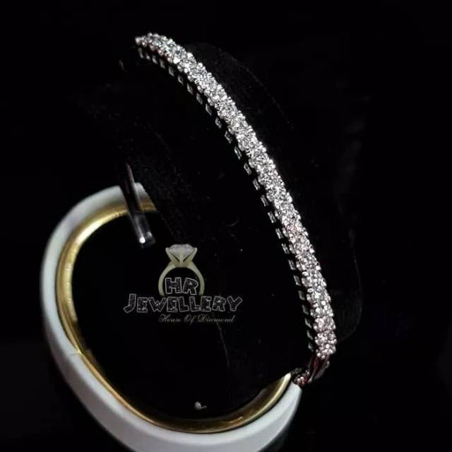 Gelang listring fashion berlian asli 1.68 ct bahan emas putih