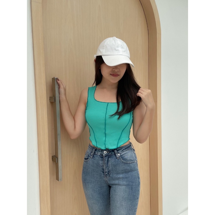 T-0471 Crop Tanktop Detail Patchwork