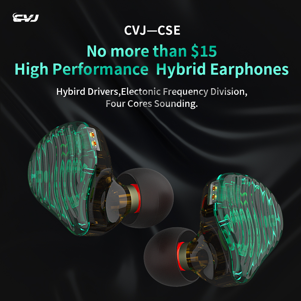 Earphone In Ear CVJ CSE 2BA+1DD Hybrid 4 Core HIFI+Sambungan 2PIN 0.75MM ZSX ZS10PRO BL03 BL05 BA5