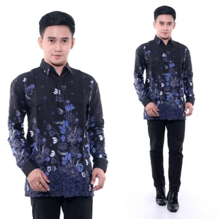 Batik Pria Lengan Panjang Premium BATIK AZMIL HRB026 motif KERATONAN Kode 002 size M L XL XXL