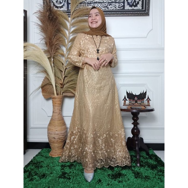(COD)GAMIS BUSUI/GAMIS PESTA MEWAH/DRESS BROKAT/KEBAYA BARU