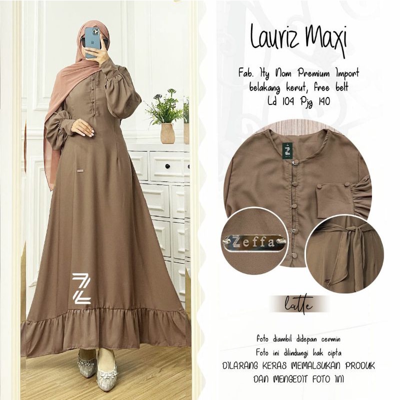 LAURIZ MAXY BY ZEFFA AFKA (DRESS MUSLIMAH) Maxi dress polos premium